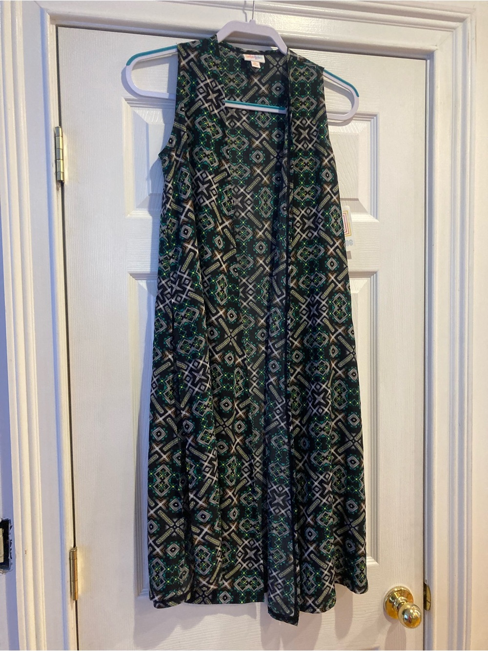 ⭐️⭐️ NWT LuLaRoe Green Black Geometric Sleeveless Duster Vest - XS
